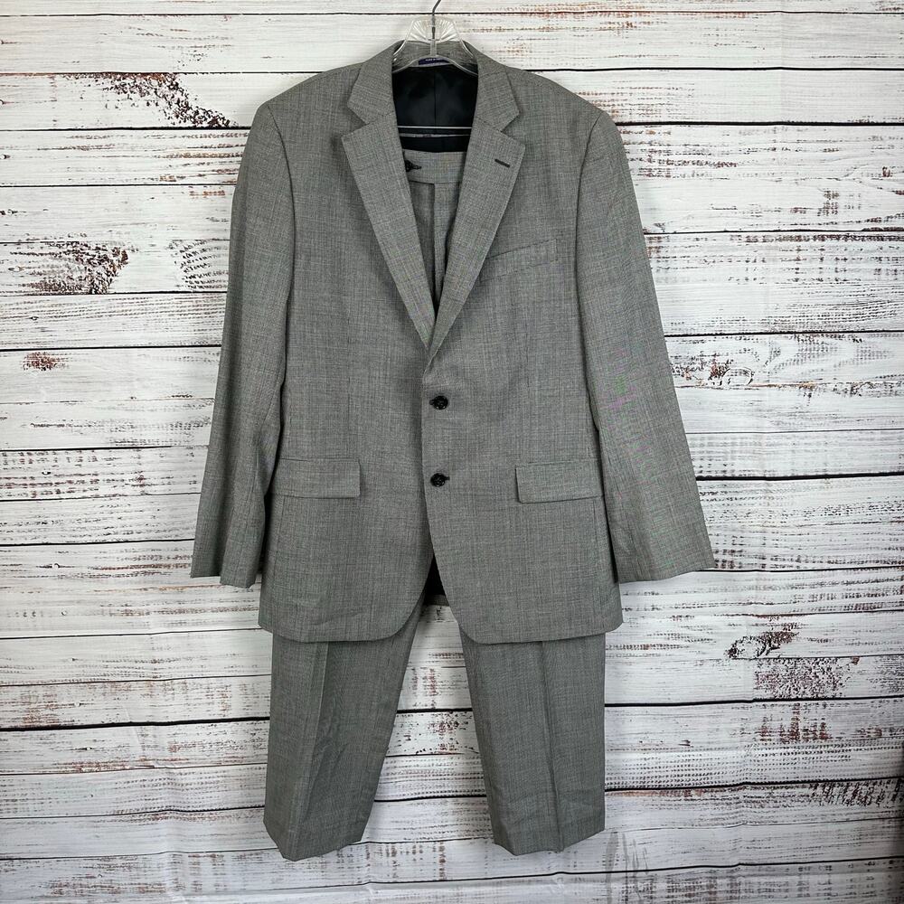 Men's Stafford 110's Wool Black & White Check 2 Piece Suit Jacket 42R Pants 36